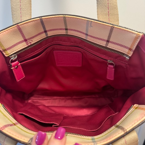 Coach Heritage Stripe Tattersall Tote - Picture 7 of 9